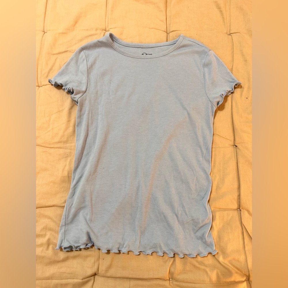 Art Class Sky Blue Ruffle Hem Tee